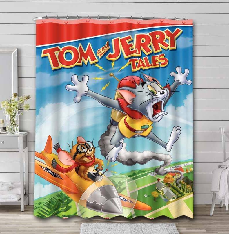 Tom and Jerry Tales Waterproof Curtain Bathroom Shower