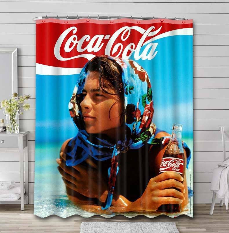 Coca Cola Vintage Poster Shower Curtain Bathroom Liner