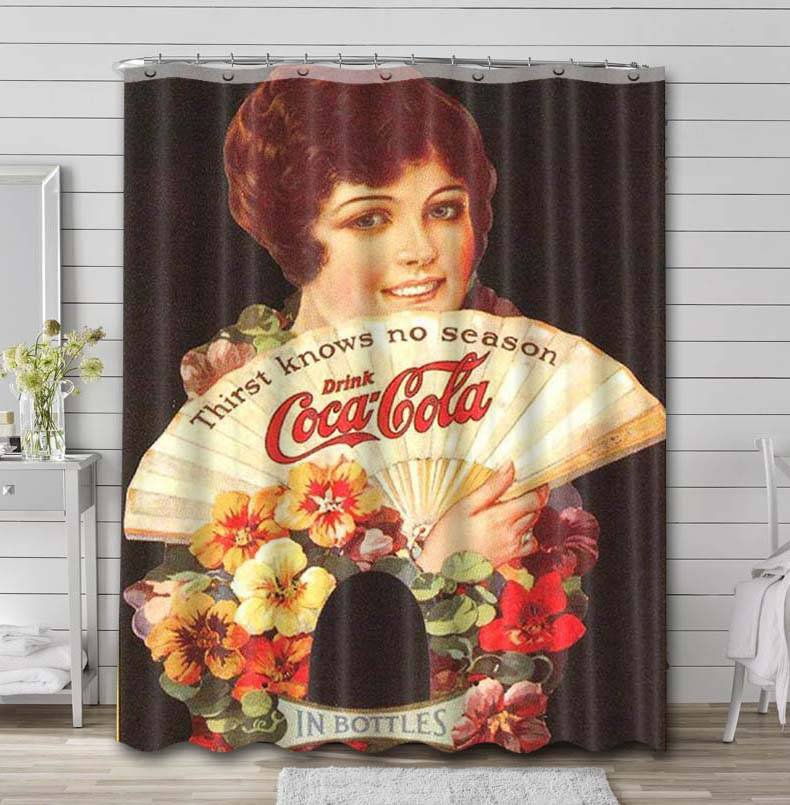 Coca Cola Old Poster Shower Curtain Rod Rail Sets