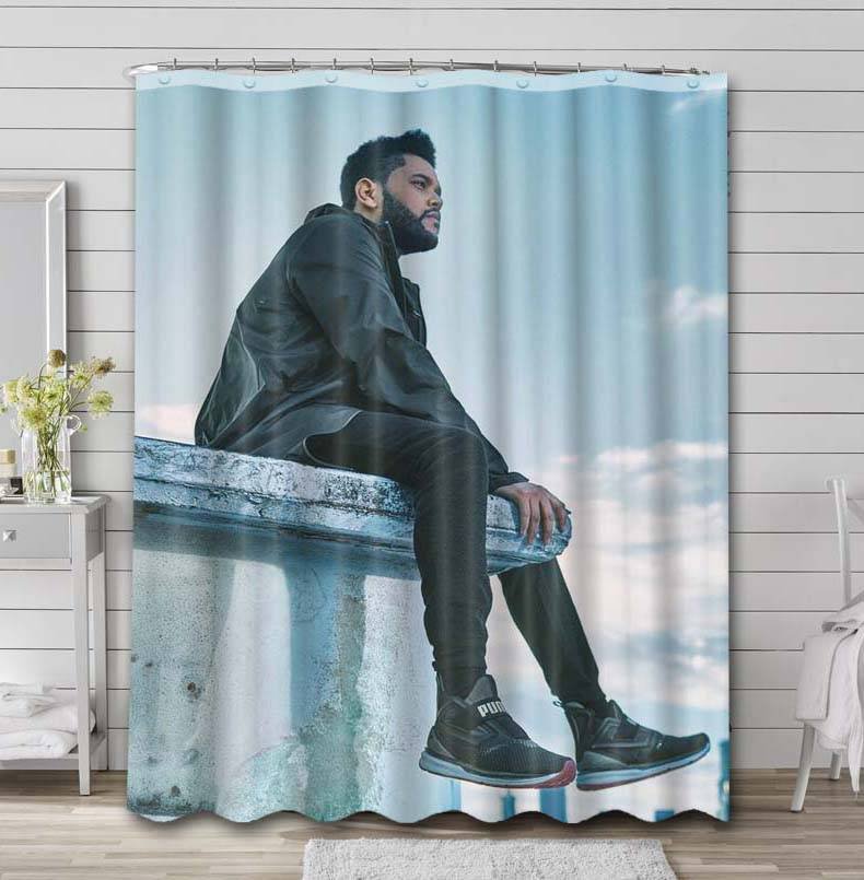 The Weeknd Rapper Shower Curtain Bathroom Waterproof Fabric