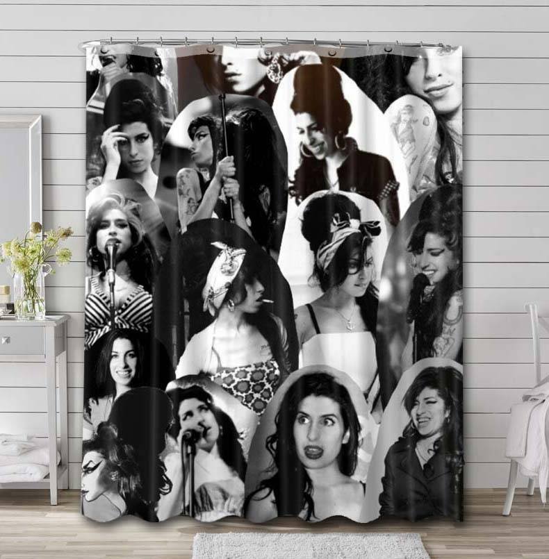 Amy Winehouse Collage Shower Curtain Rod Rail Sets