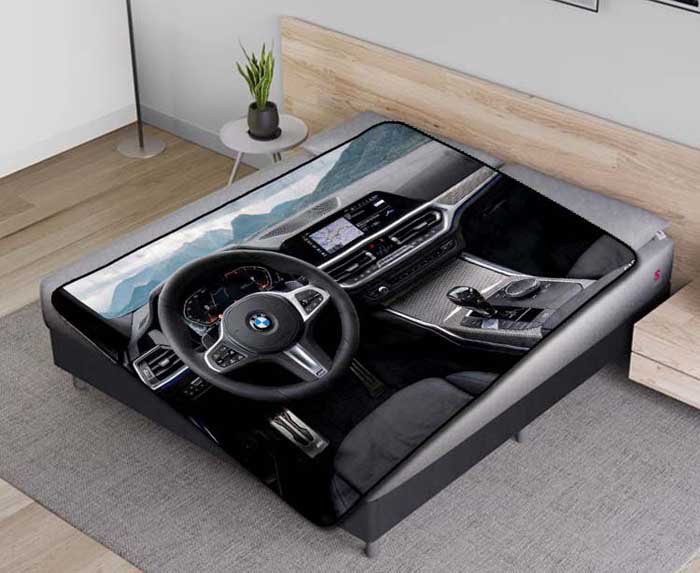 BMW Car Dashboard Fleece Blanket Quilt