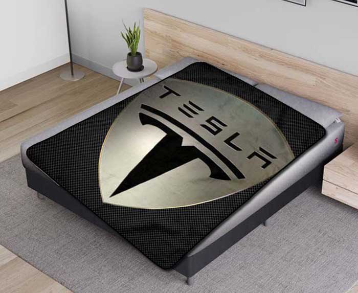 Tesla Car Emblem Fleece Blanket Quilt