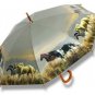 Horse Lovers Hautman Horses Umbrella Wood Handle