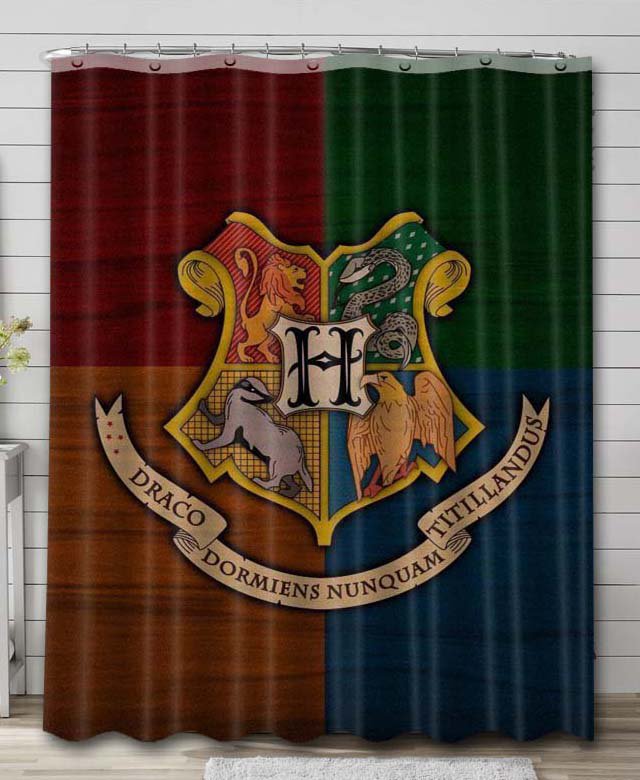 Harry Potter Hogwarts Crest Shower Curtain Bathroom Liner