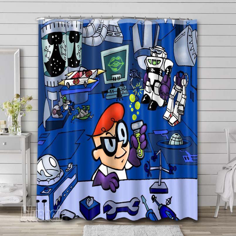 Dexter's Laboratory Cartoon Shower Curtain Bathroom Waterproof