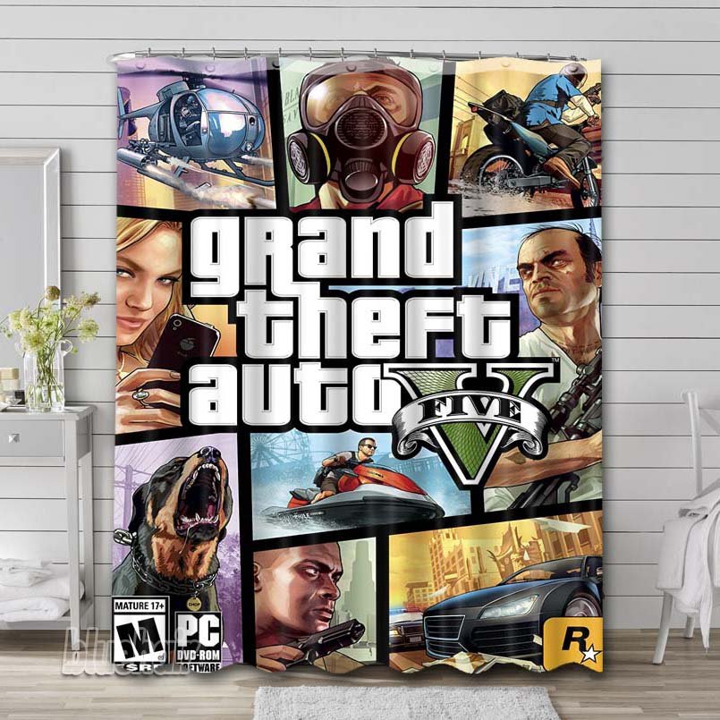 Grand Theft Auto Waterproof Curtain Bathroom Shower