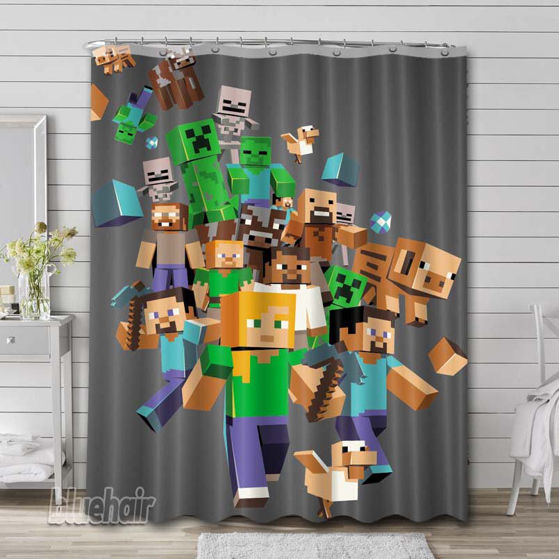 Minecraft Creeper Xbox Waterproof Shower Curtain Bathroom