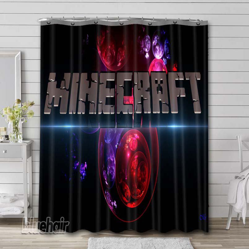 Minecraft Creeper Art Bathroom Shower Curtain Waterproof