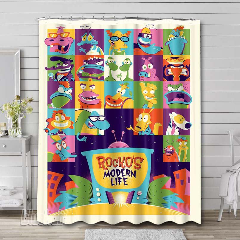 Rocko's Modern Life Cartoon Waterproof Shower Curtain Bathroom