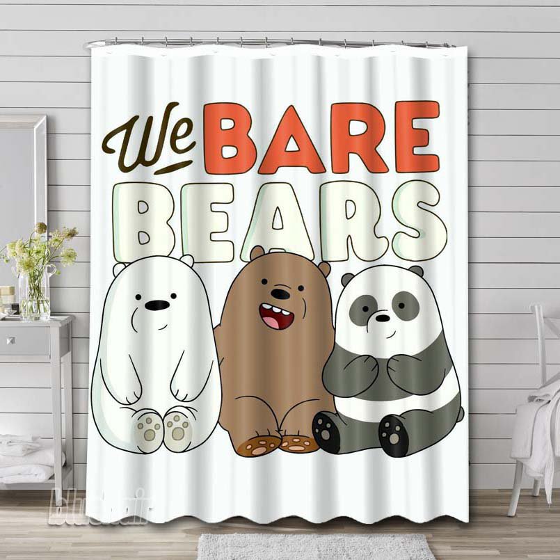 We Bare Bears Cartoon Shower Curtain Bathroom Decoration