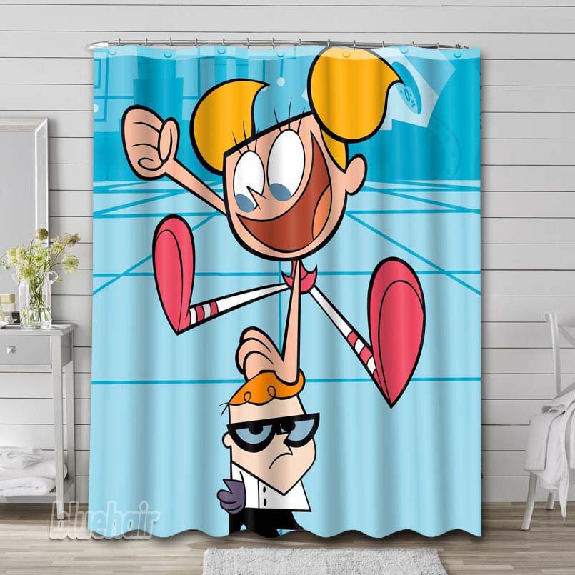 Dexter's Laboratory Cartoon Shower Curtain Liner Rod Bath