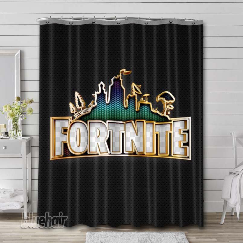 Fortnite Logo Shower Curtain Liner Rod Bath