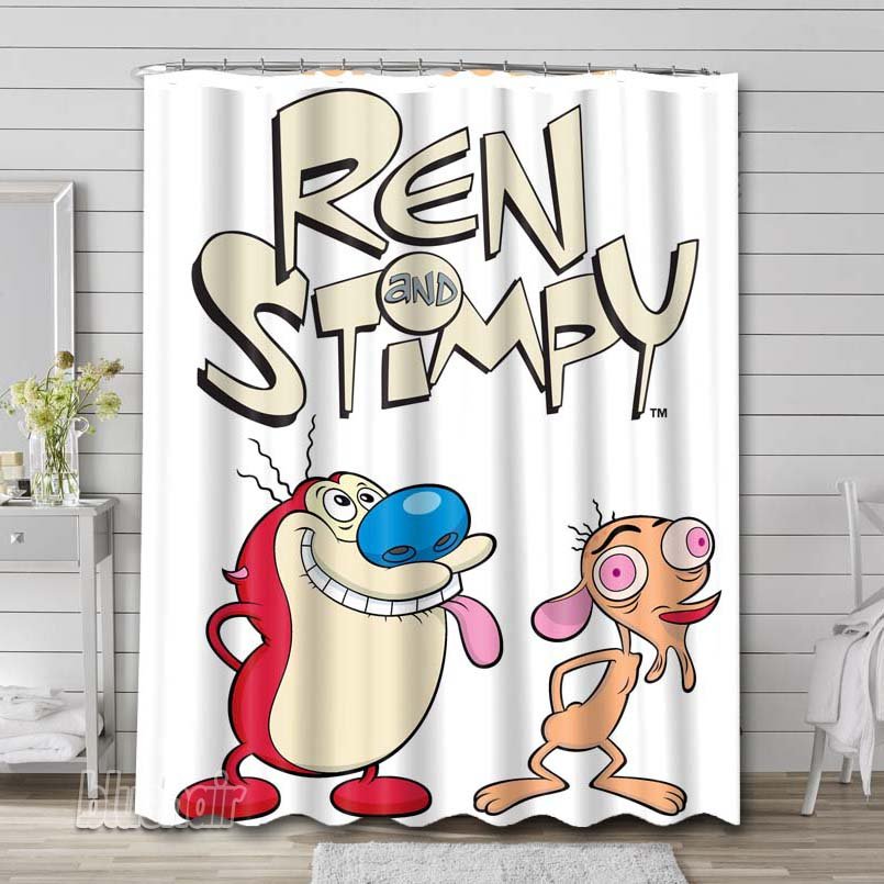 Ren And Stimpy Show Shower Curtain Liner Rod Bath