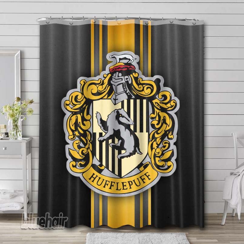 Harry Potter Hufflepuff Crest Shower Curtain Liner Rod Bath