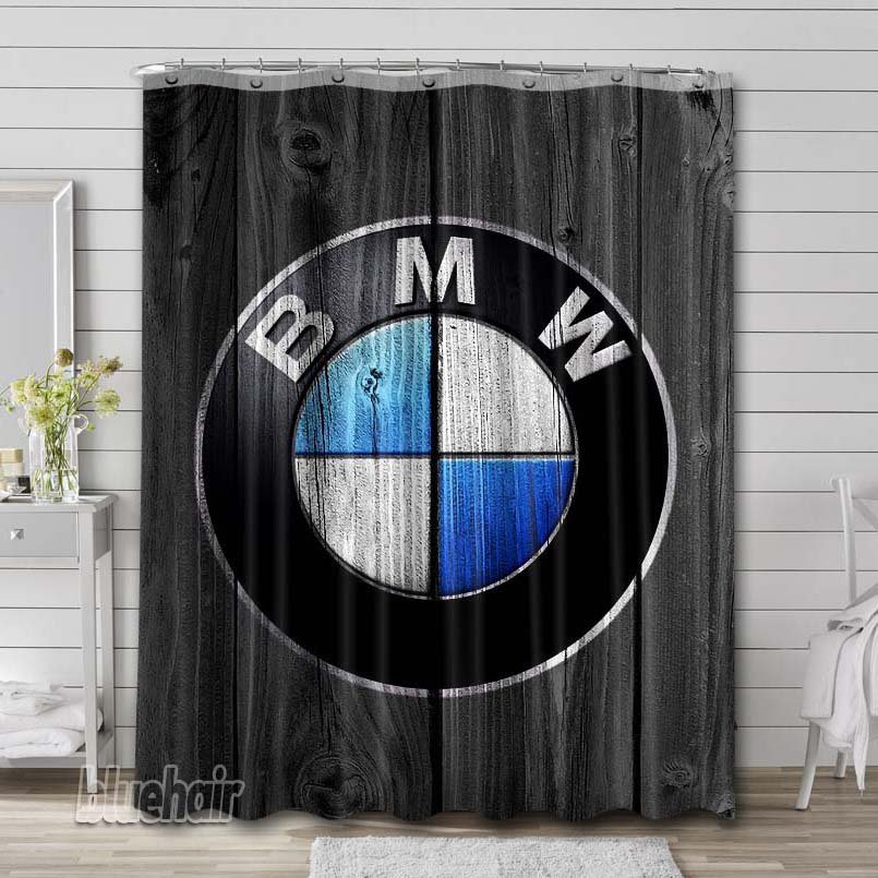 BMW Car Logo Shower Curtain Liner Rod Bath
