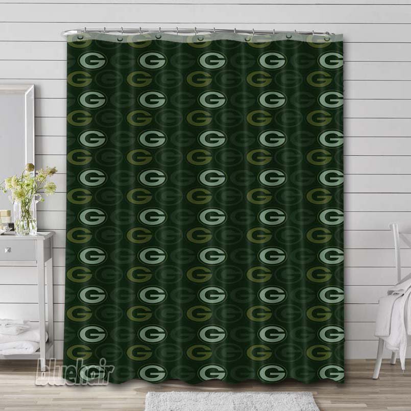 Green Bay Packers Logo Pattern Waterproof Curtain Bathroom Shower