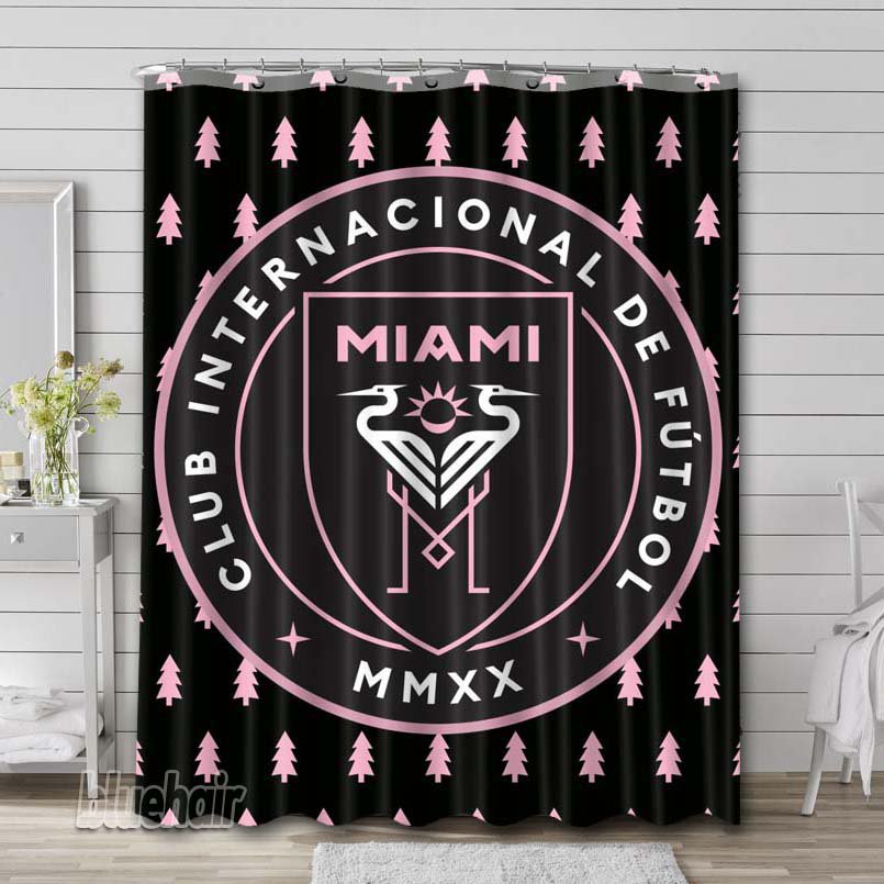 Inter Miami CF Logo Shower Curtain Liner Rod Bath