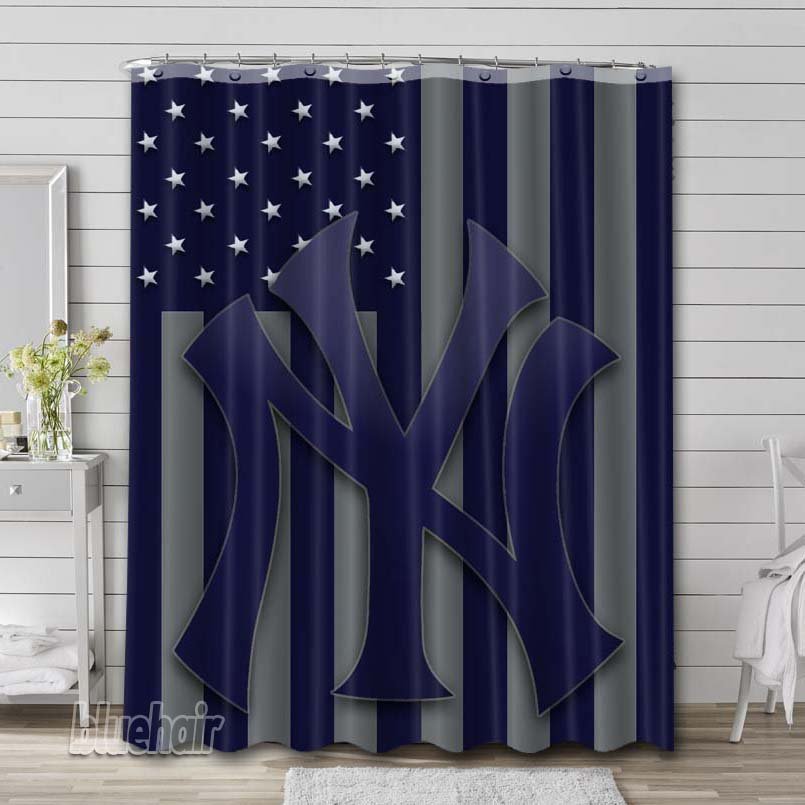 New York Yankees Logo Shower Curtain Hooks Bathroom Sets