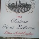 wine label Château Haut Bellevue Lussac Saint Émilion 1988 new -