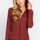 Women's Rust Colored Thermal Hoodie Zip Jacket