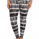 Black White Tie Dye Print Plus Size High Waist Leggings One Size Fits Most