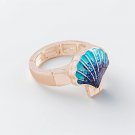 Blue Icy Bling Sea Shell Locket Stretch Ring