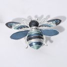 Blue Metal Honey Bee Magnetic Brooch