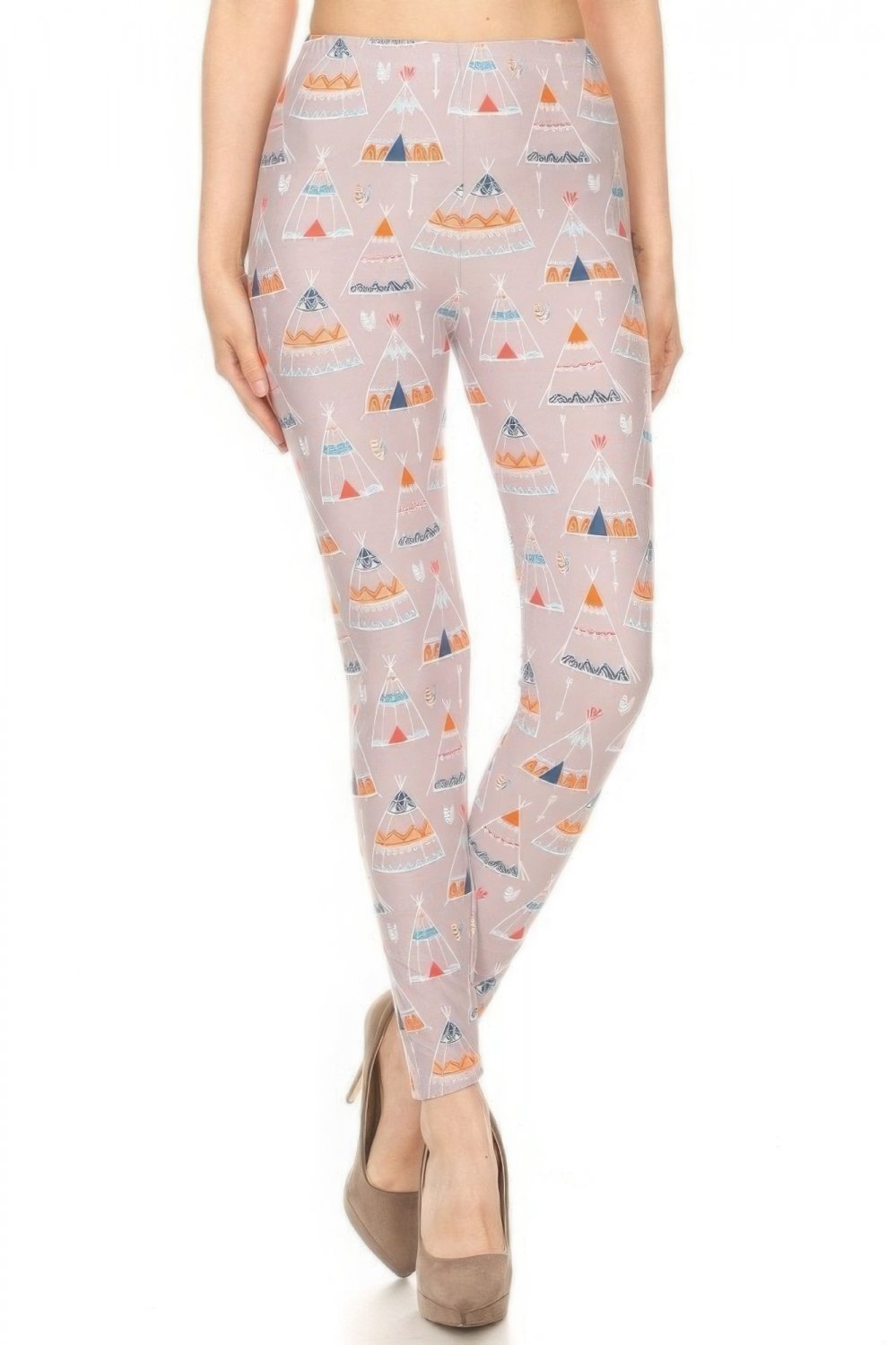 Teepee Print High Waist Leggings One Size