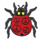 Red Ladybug with Peace Signs Patch