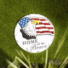 Patriotic Home of the Brave Stepping Stone Cement Outdoor Garden Decor 10.25 Inch
