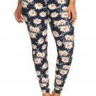 Multi Color Sunflower Print High Waist Leggings Plus Size One Size