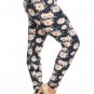 Multi Color Sunflower Print High Waist Leggings Plus Size One Size