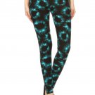 Blue Black Tie Dye Swirl High Waist Leggings One Size