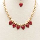 Sweet Charm Heart Ball Bead Necklace & Earring Set