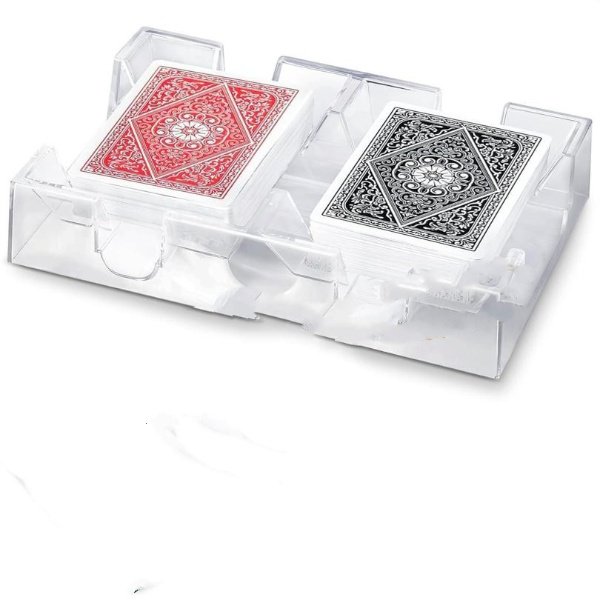 Dual Deck Revolving Card Holder Clear 360 Degree Card Tray