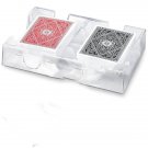Dual Deck Revolving Card Holder Clear 360 Degree Card Tray