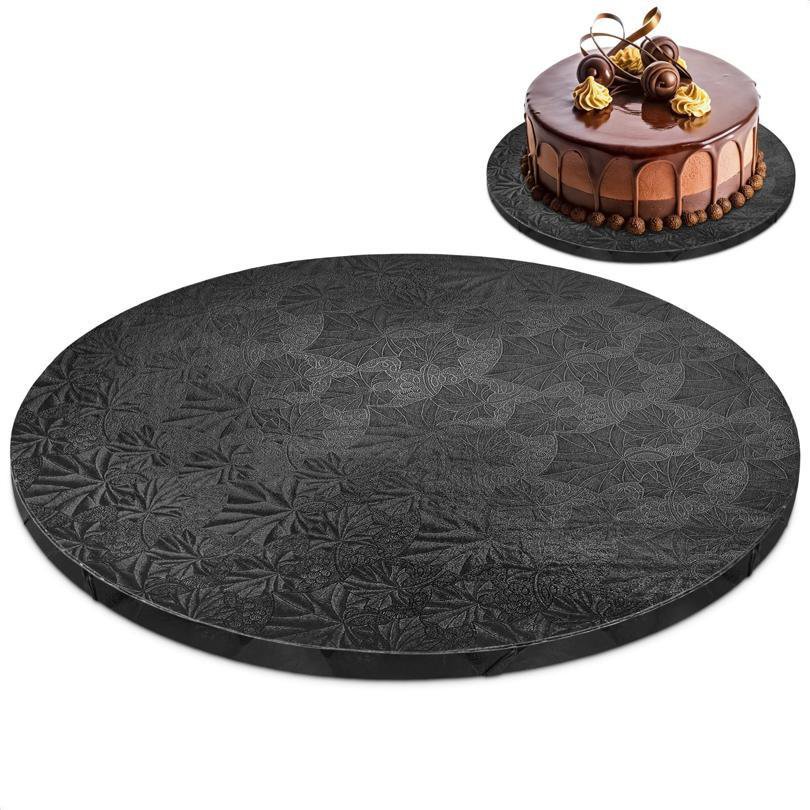 12 Inch Round Black Cake Board Embossed Grease Resistant Display Base