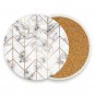 Marble Geometric Ceramic Drink Coasters Set of 4 Absorbent Cork Backing