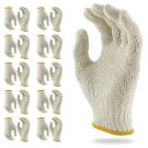 String Knit Work Gloves 12 Pairs Cotton Poly Reusable 10 Inch Yellow Cuff