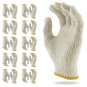 String Knit Work Gloves 12 Pairs Cotton Poly Reusable 10 Inch Yellow Cuff