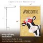 Welcome Cow Garden Flag & Stand Set 12x18 Double Sided Burlap