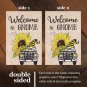 Welcome Gnome Sunflower Garden Flag & Stand Set 12x18 Double Sided Burlap