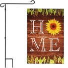Garden Flag Stand & 12x18 Double-Sided HOME Sunflower Rustic Garden Flag Combo