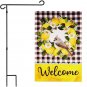 Garden Flag Stand & 12x18 Double-Sided Welcome Bird Fruit Wreath Garden Flag Combo