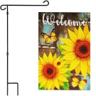 Garden Flag Stand & 12x18 Double-Sided Welcome Sunflowers Butterflies Garden Flag Combo