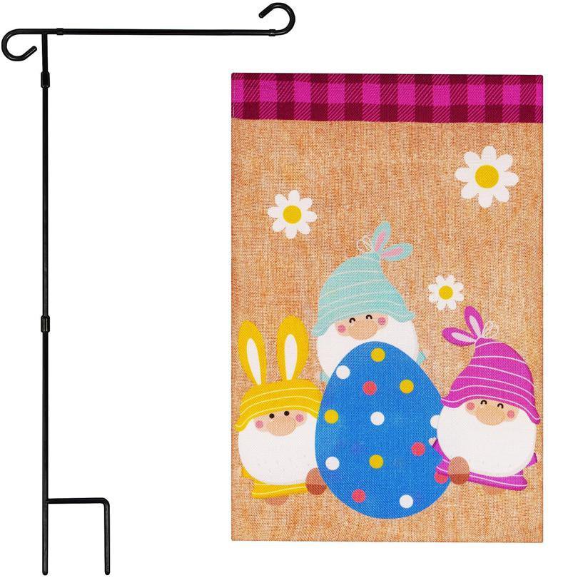 Easter Gnome Bunny Egg 12x18 Double-Sided Garden Flag Combo
