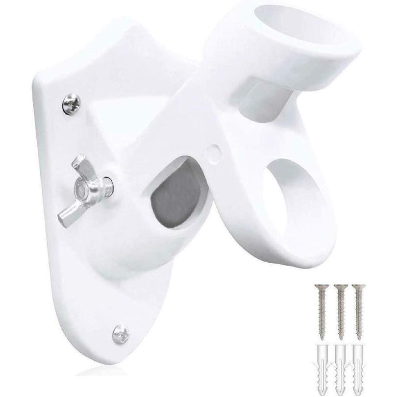 Two Position Fixed Wall Mount Flag Pole Bracket 1 Inch Holder White Aluminum