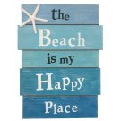 The Beach Is My Happy Place Wooden Wall Sign 12x9 Inch Coastal Nautical Bathroom Home Decor Plaque