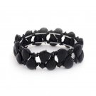 Black Teardrop Rhinestone Stretch Bracelet Statement Crystal Elastic Fashion Jewelry